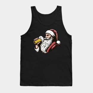 Santa Drinking a Holiday Beer Tank Top